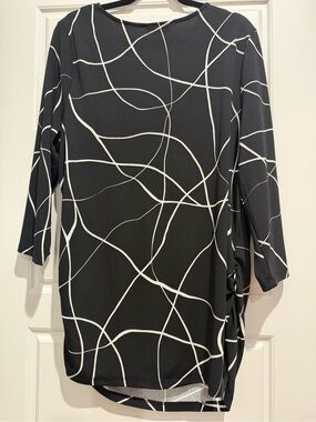 Alfani Black Tunic with White Abstract Lines